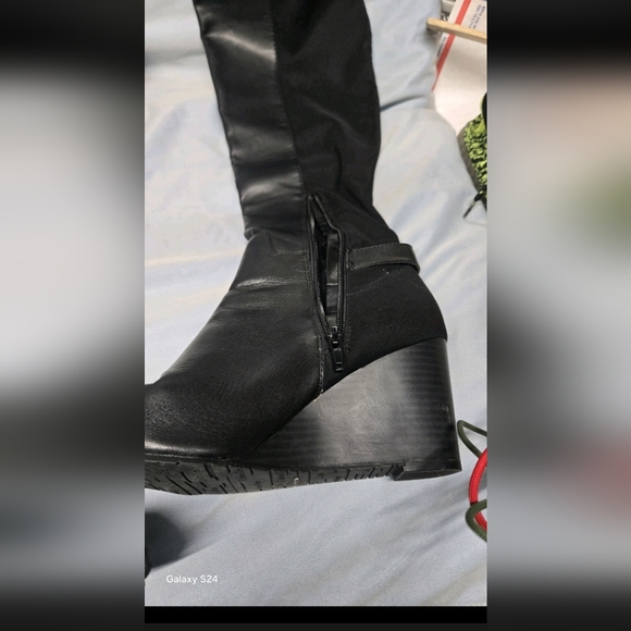 Calvin Klein Black Wedge Boots - Picture 3 of 14
